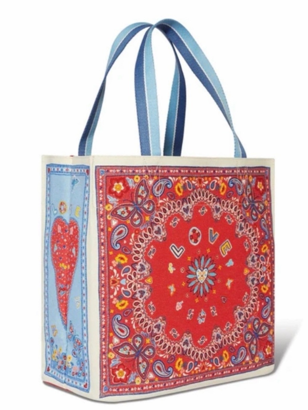 Brighton Bandana Love Tote Bag with Blue Straps